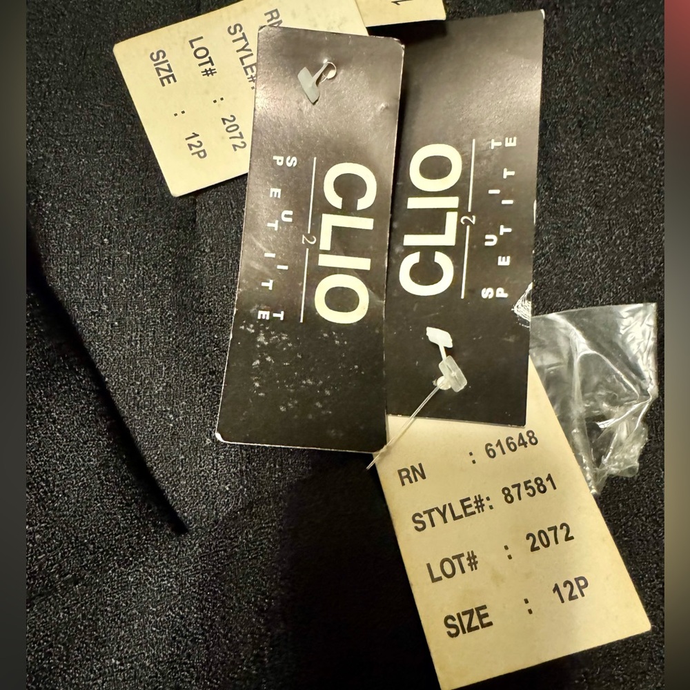 Clio NWT Classic Black Tailored Pants Suit Size 12P - Picture 8 of 9